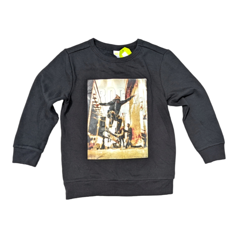 Crazy 8 Boys S 5-6 " Rock And Roll " Puff Graphic Sweatshirt